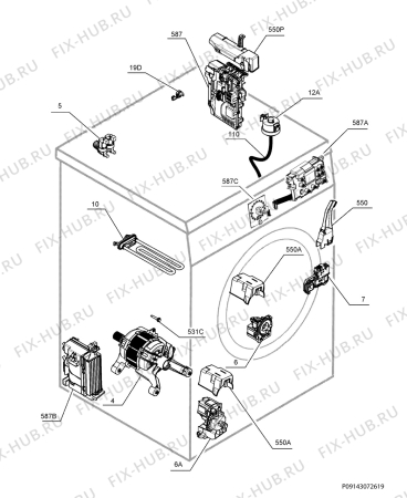 Взрыв-схема стиральной машины Electrolux EWF1486LDW - Схема узла Electrical equipment 268